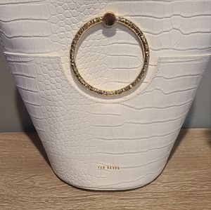 White Ted Baker Ring Handle Bucket Bag